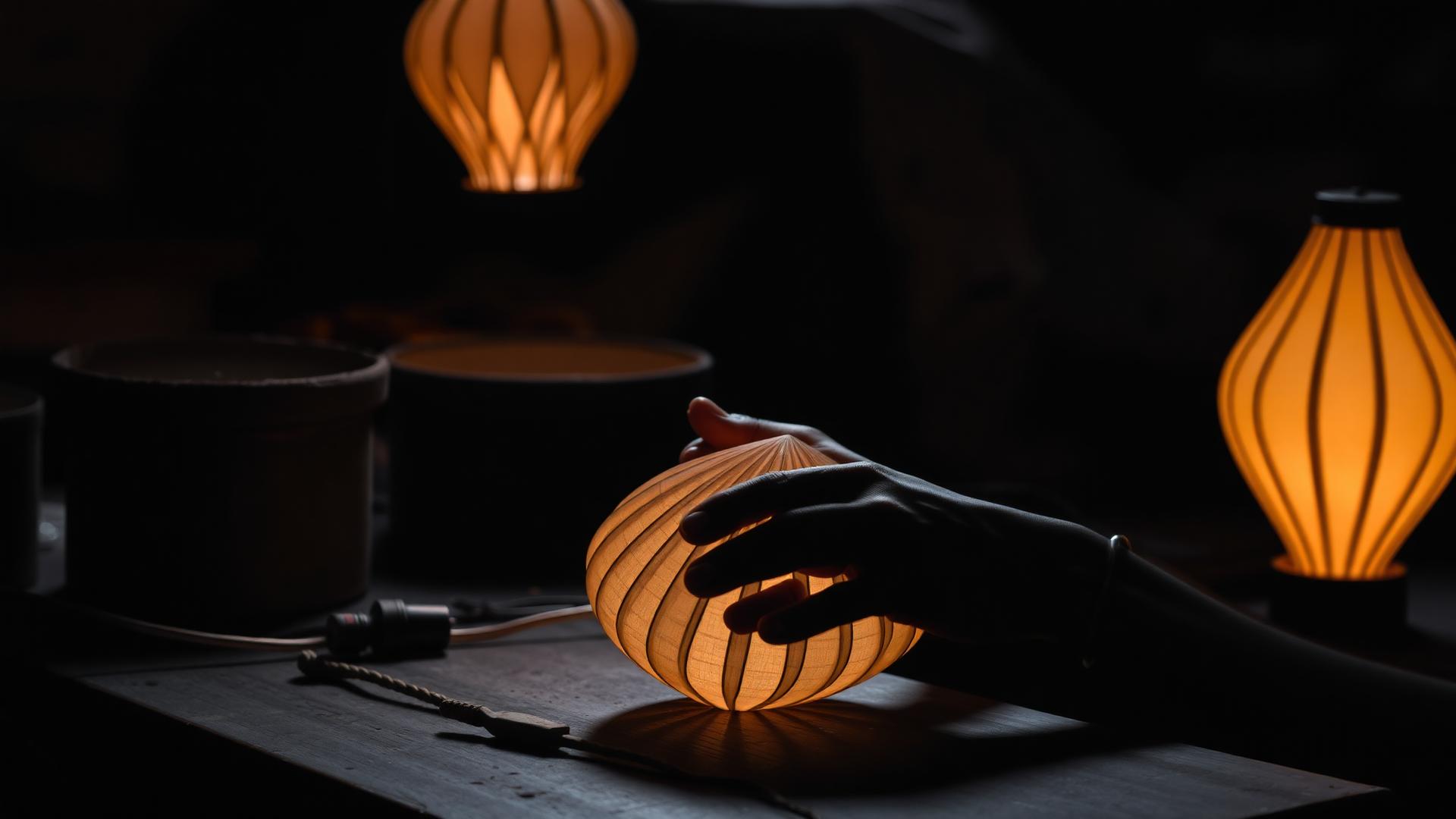 Atelier de fabrication de lampes en papier au Népal