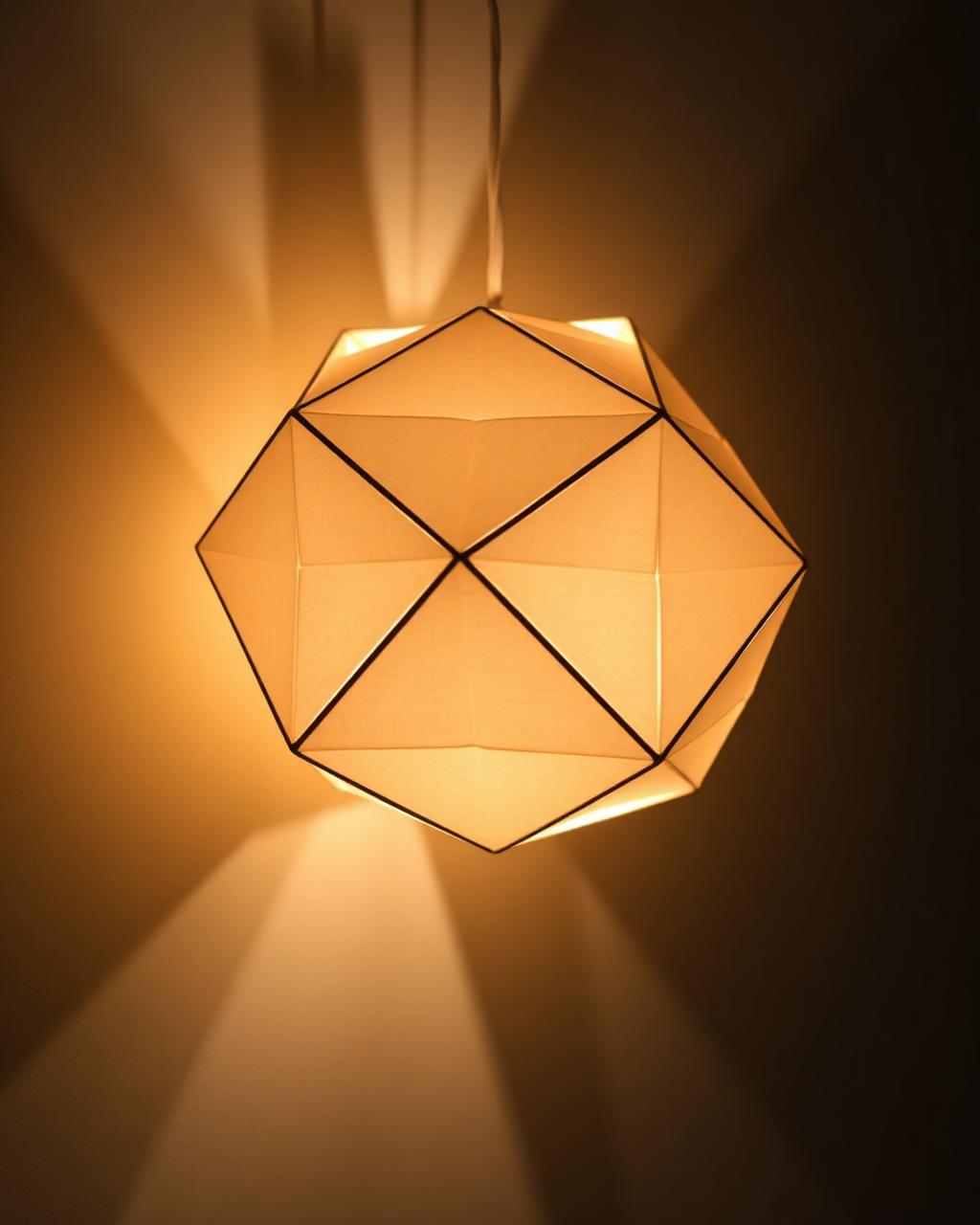 Lampe Forme Origami en papier lokta