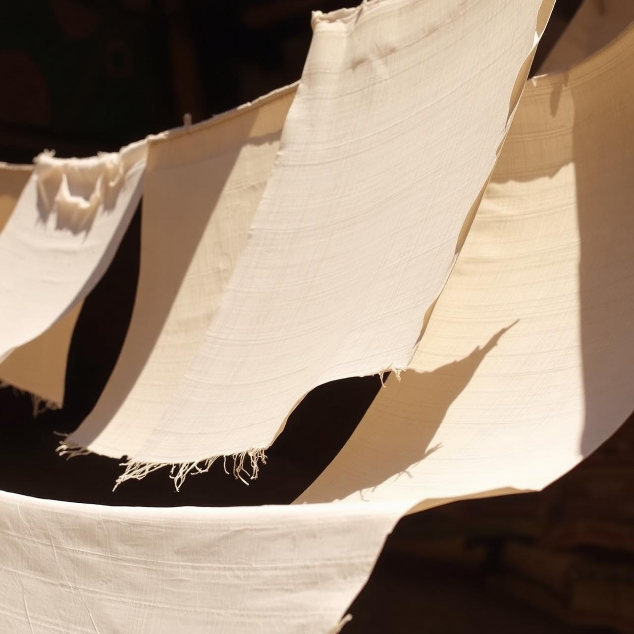 Feuilles de papier lokta séchant au soleil
